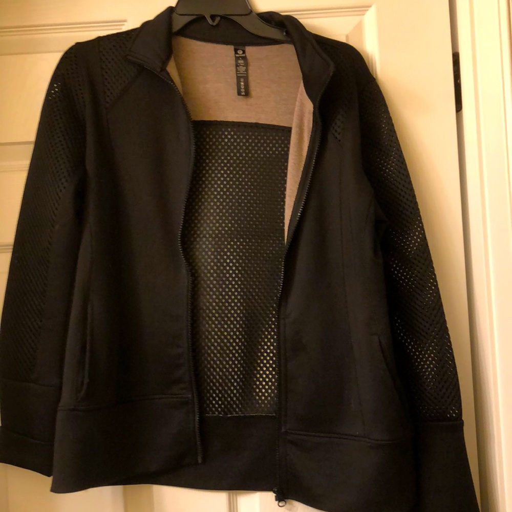 See-through zipper sweat jacket
